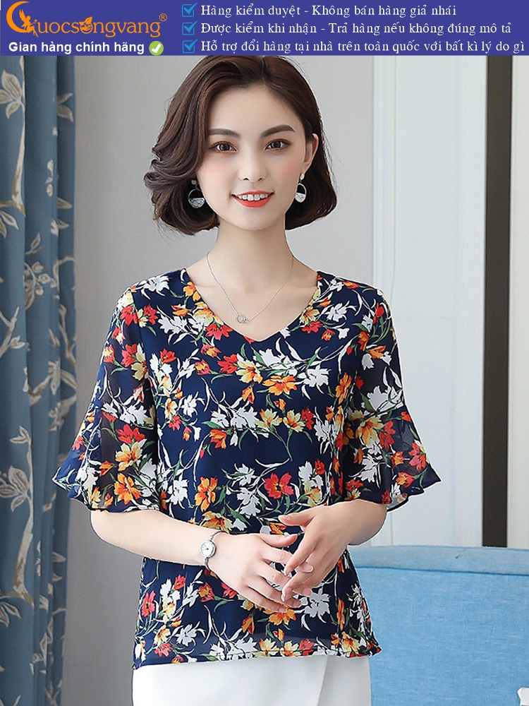 Áo nữ tay loe chiffon cổ tim dáng suông GLA265