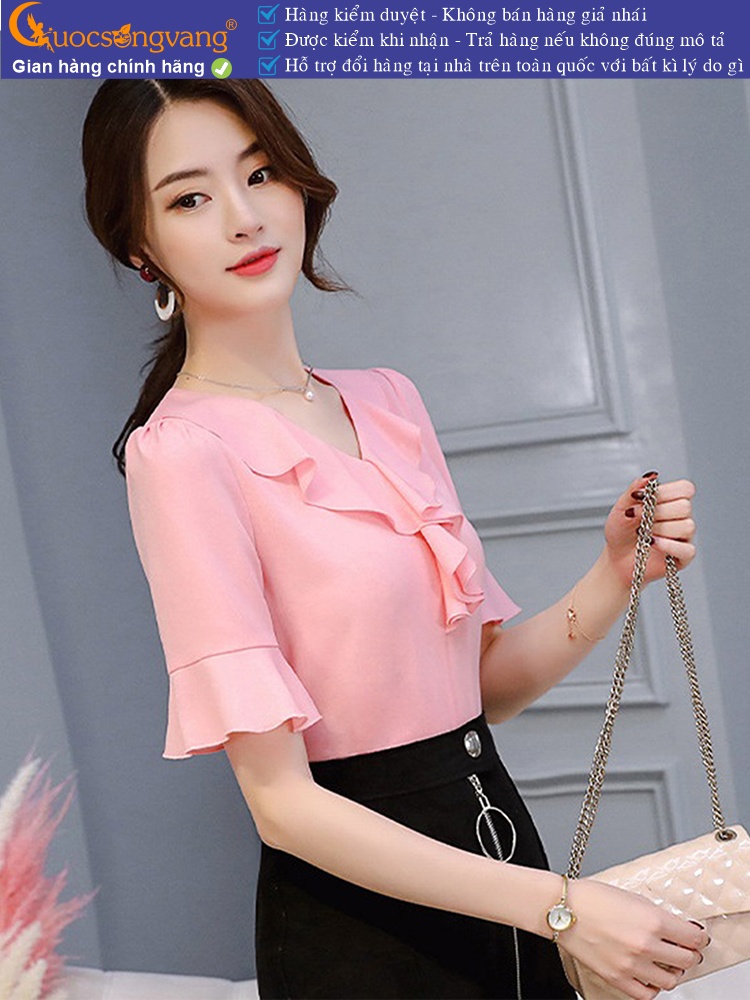 Áo sơ mi nữ cổ bèo tay loe GLA261