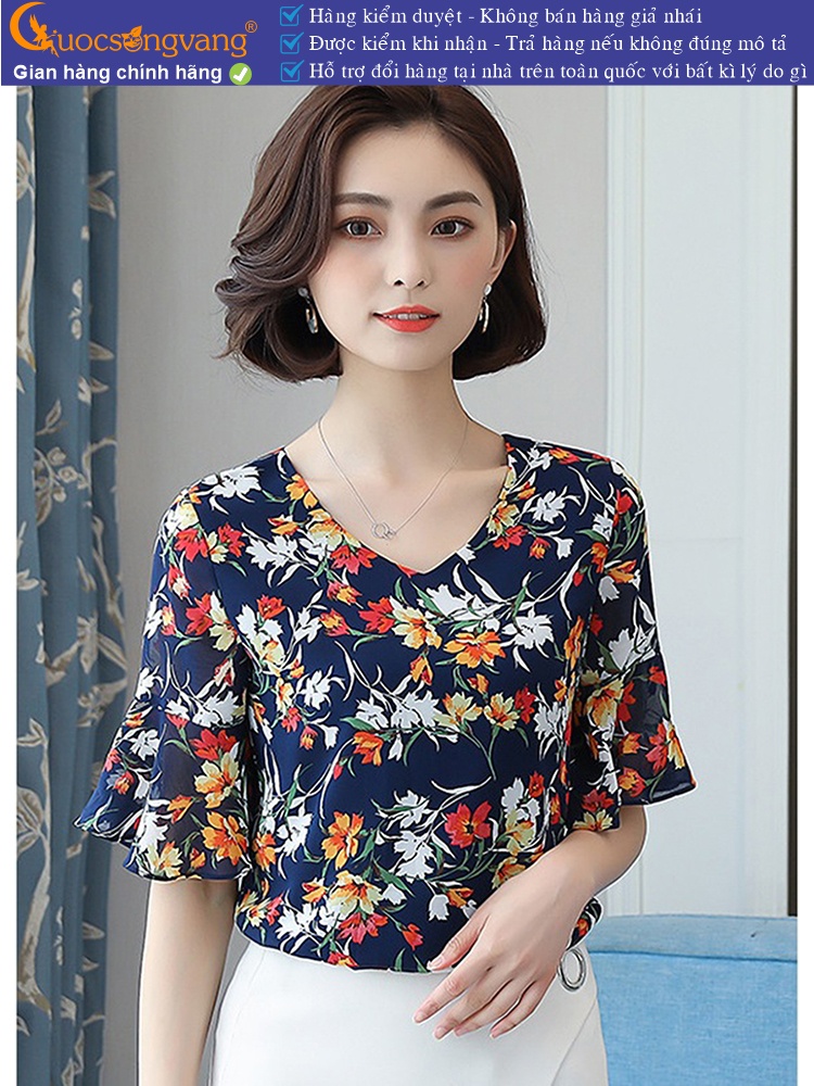Áo nữ tay loe chiffon cổ tim dáng suông GLA265