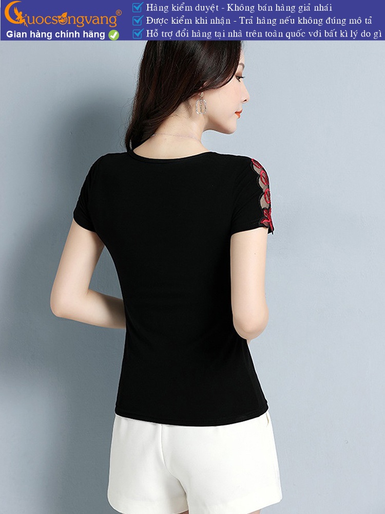 Áo thun nữ ngắn tay thêu đính đá GLA268