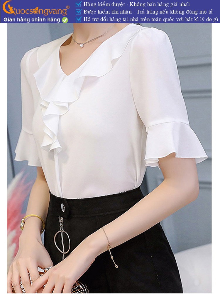 Áo sơ mi nữ cổ bèo tay loe GLA261