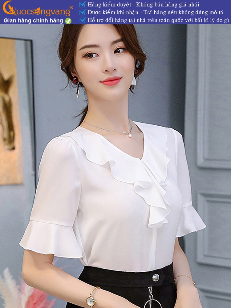 Áo sơ mi nữ cổ bèo tay loe GLA261