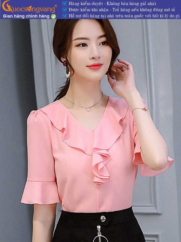 Áo sơ mi nữ cổ bèo tay loe GLA261