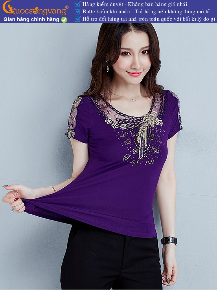 Áo thun nữ đính đá big size ngắn tay GLA269