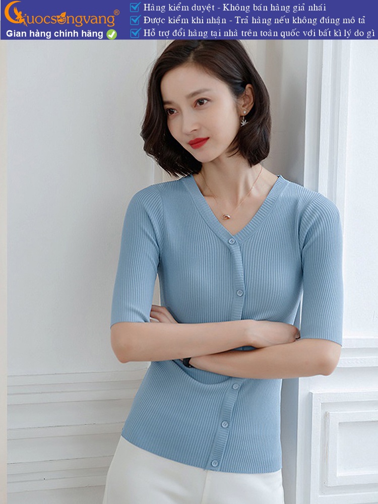 Áo len nữ dệt kim mùa hè tay lỡ chải kỹ GLA273