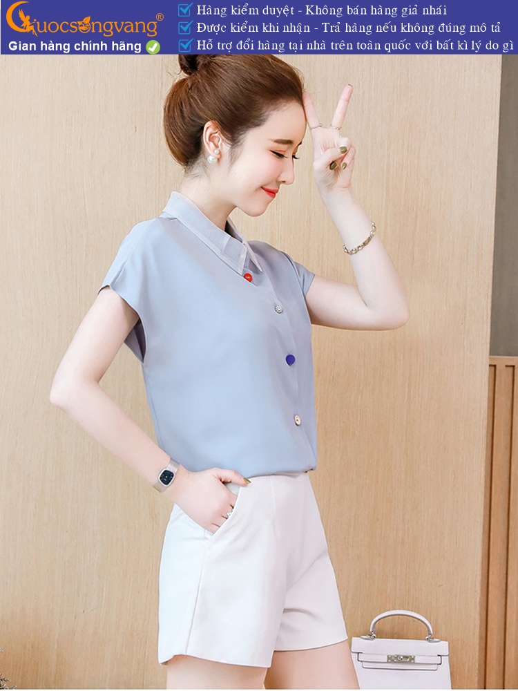 Áo sơ mi nữ có cổ không tay nút màu GLA274