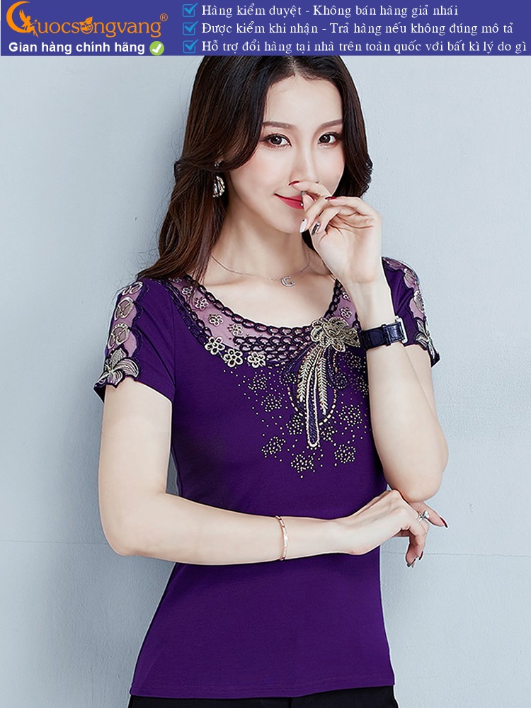Áo thun nữ đính đá big size ngắn tay GLA269
