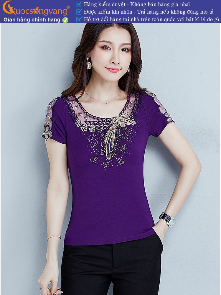 Áo thun nữ đính đá big size ngắn tay GLA269