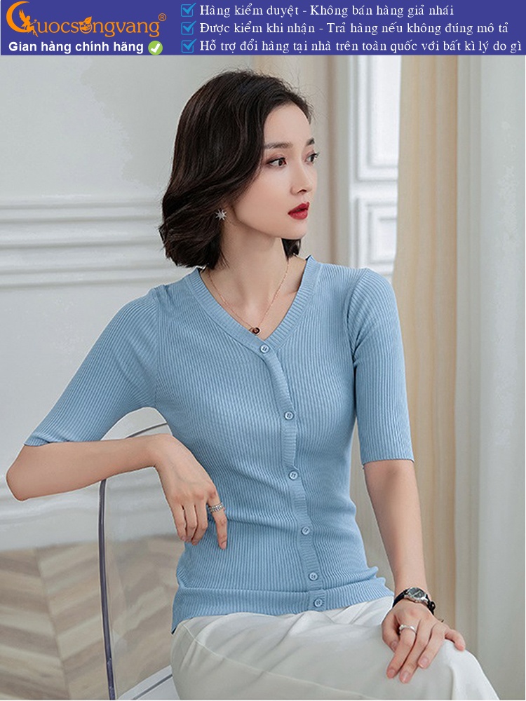 Áo len nữ dệt kim mùa hè tay lỡ chải kỹ GLA273