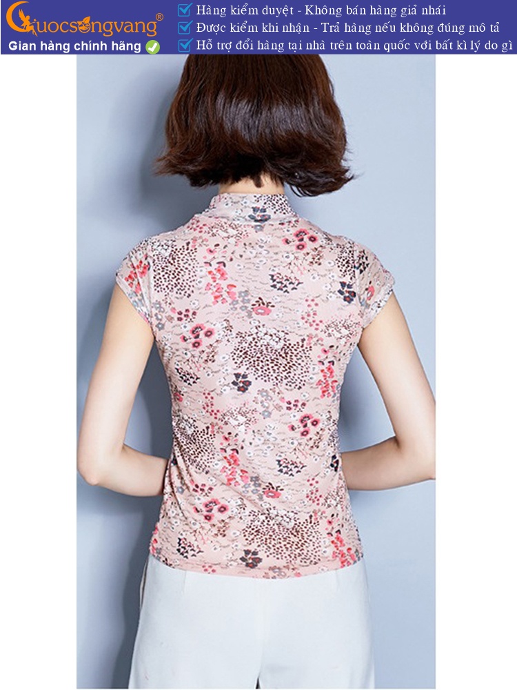 Áo thun nữ lưới in hoa trong lót cotton GLA277