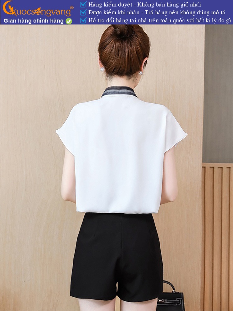 Áo sơ mi nữ có cổ không tay nút màu GLA274