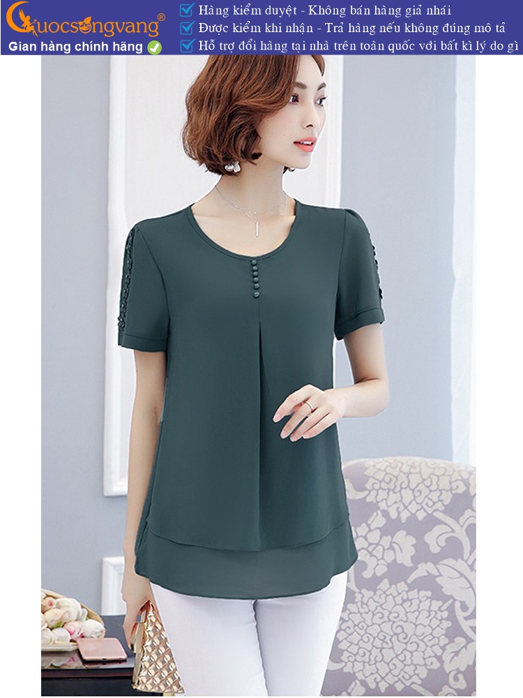 Áo lụa chiffon nữ big size dáng suông ngắn tay GLA306