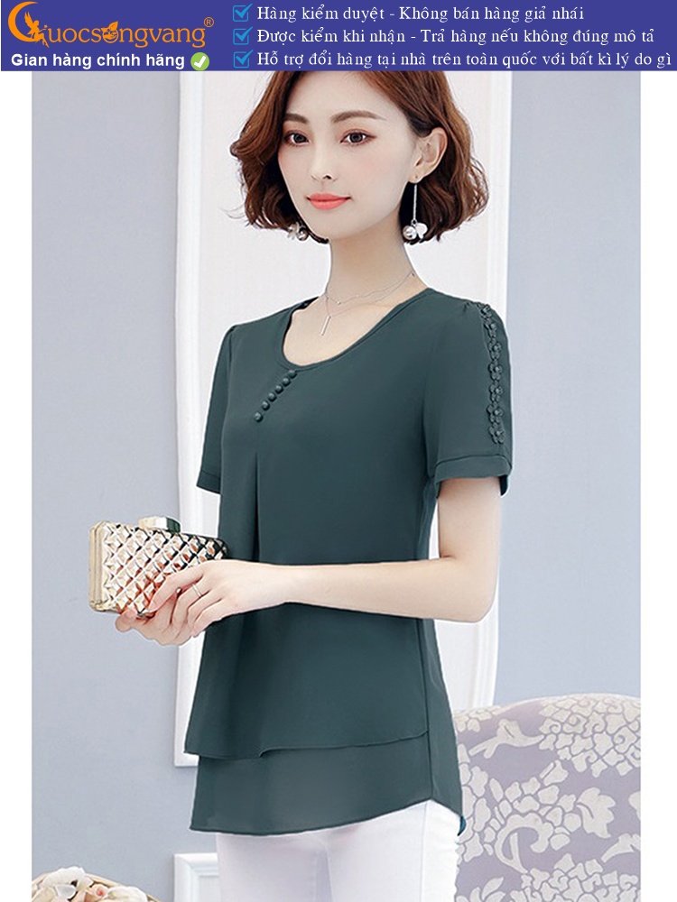 Áo lụa chiffon nữ big size dáng suông ngắn tay GLA306