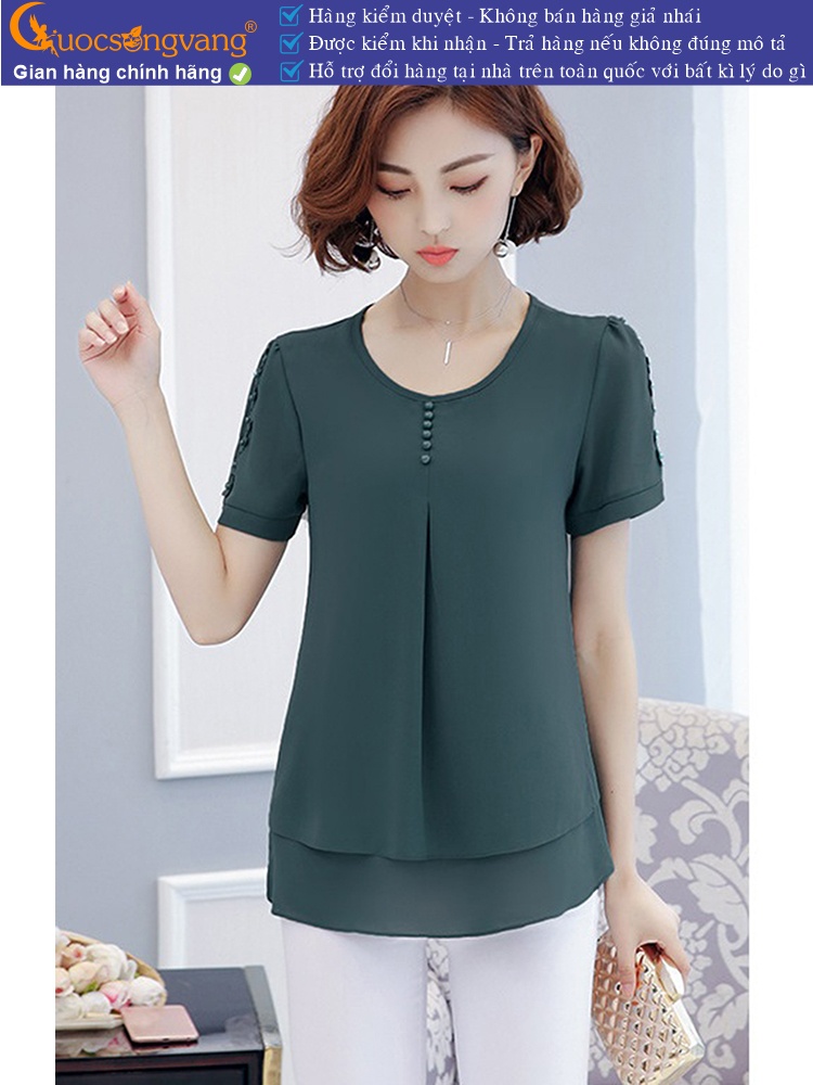 Áo lụa chiffon nữ big size dáng suông ngắn tay GLA306