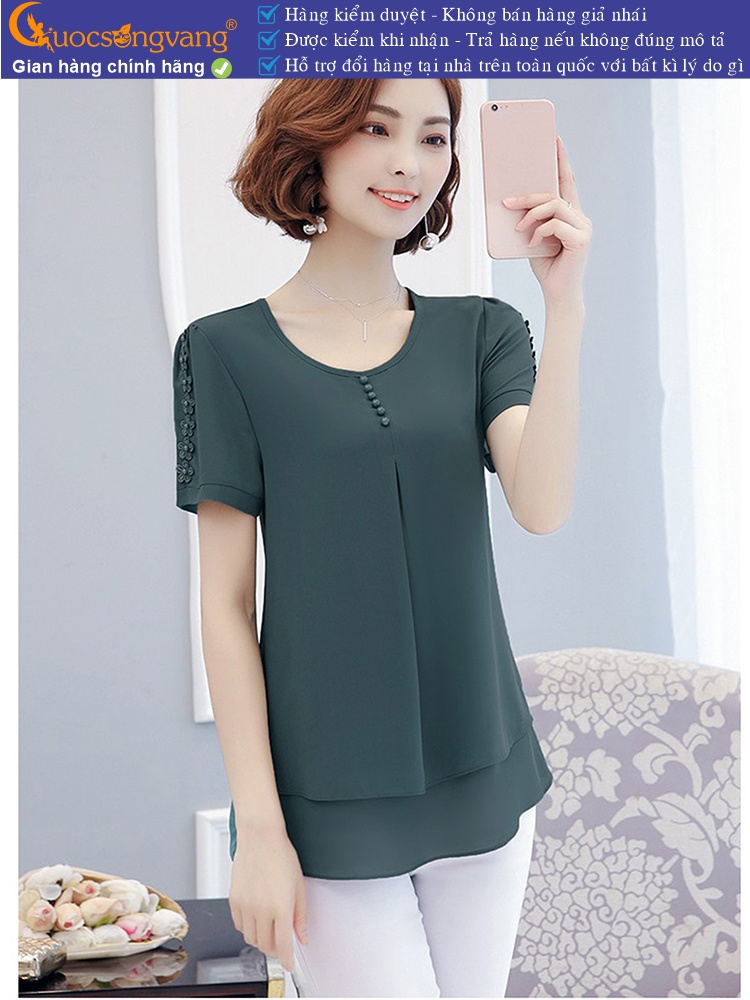 Áo lụa chiffon nữ big size dáng suông ngắn tay GLA306