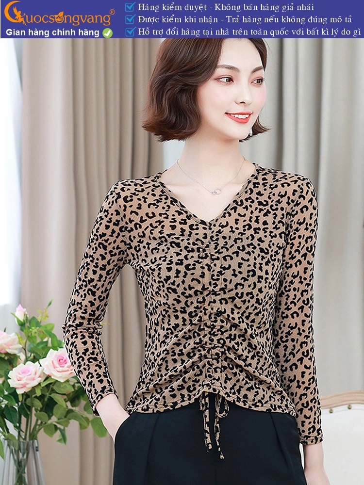 Áo thun nữ lưới dệt họa tiết co giãn 4 chiều GLA301