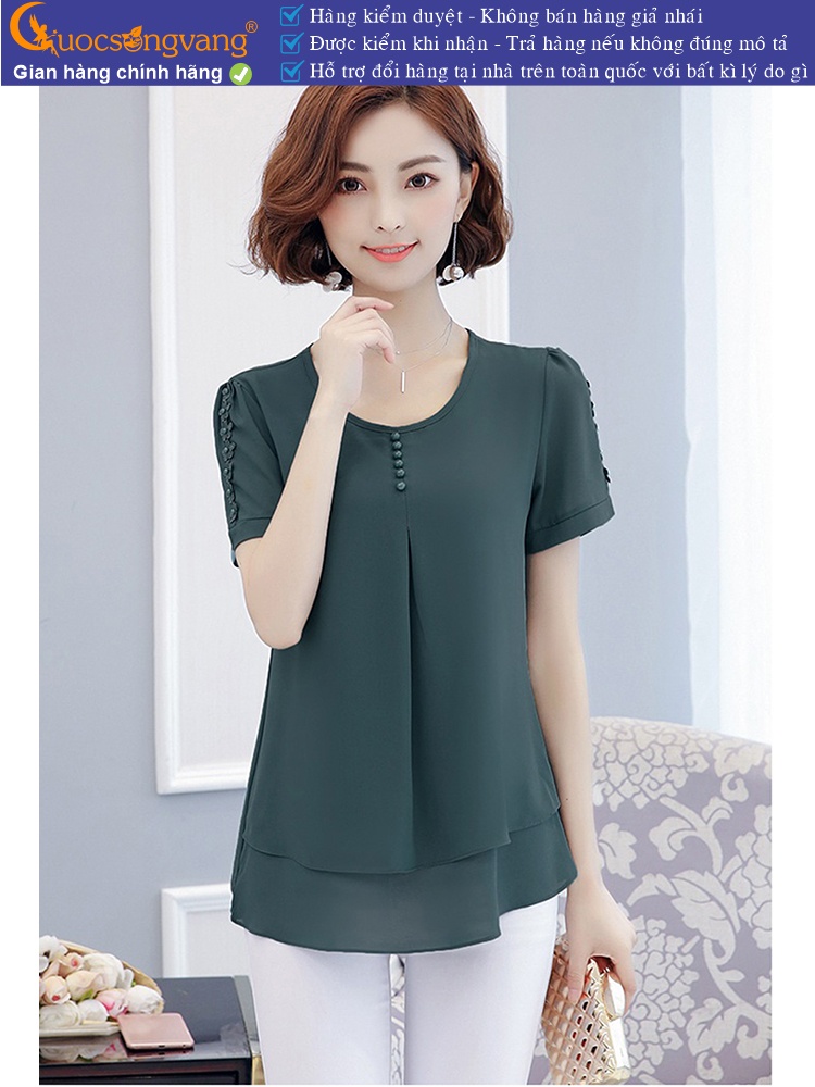 Áo lụa chiffon nữ big size dáng suông ngắn tay GLA306