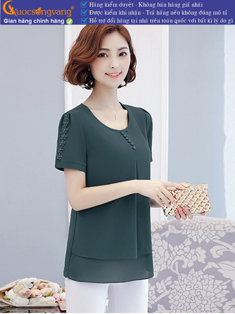 Áo lụa chiffon nữ big size dáng suông ngắn tay GLA306