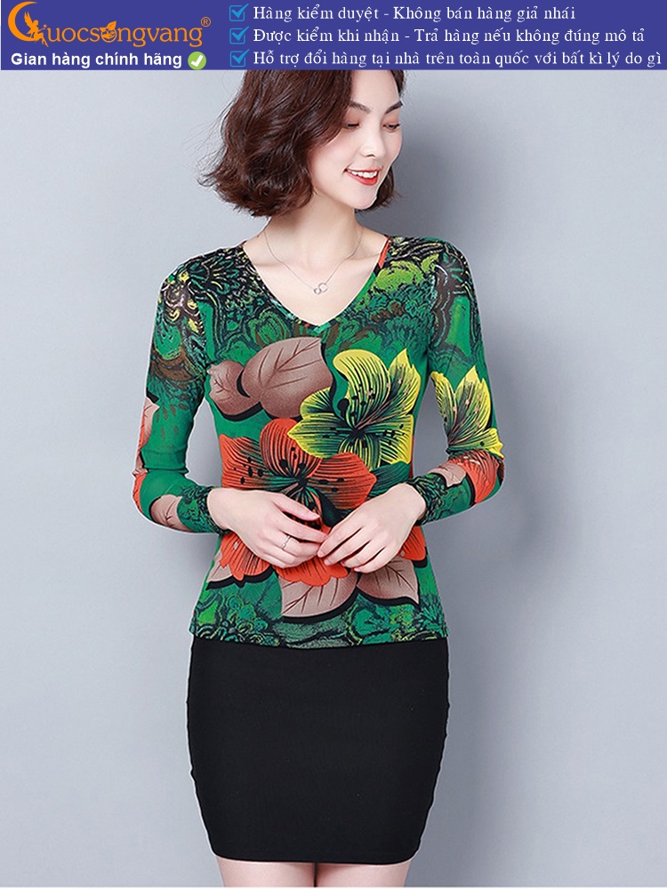 Áo thun nữ lưới dài tay cổ tim co giãn 4 chiều GLA299