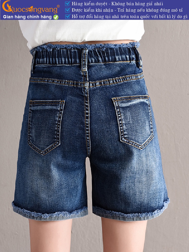 Quần short jean nữ lưng thun lưng cao GLQ130