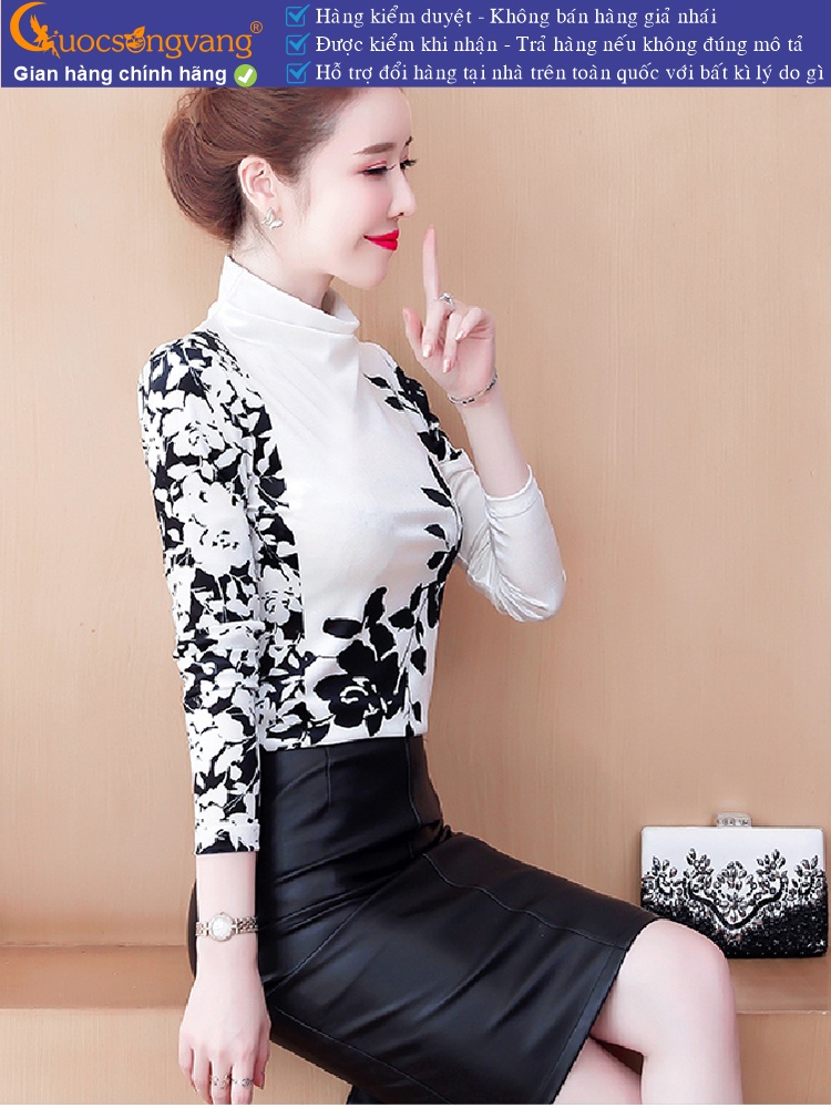 Áo thun cổ lọ dài tay vải nhung chất GLA321