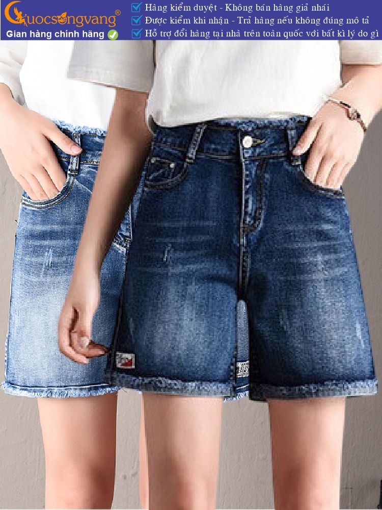 Quần short jean nữ lưng thun lưng cao GLQ130