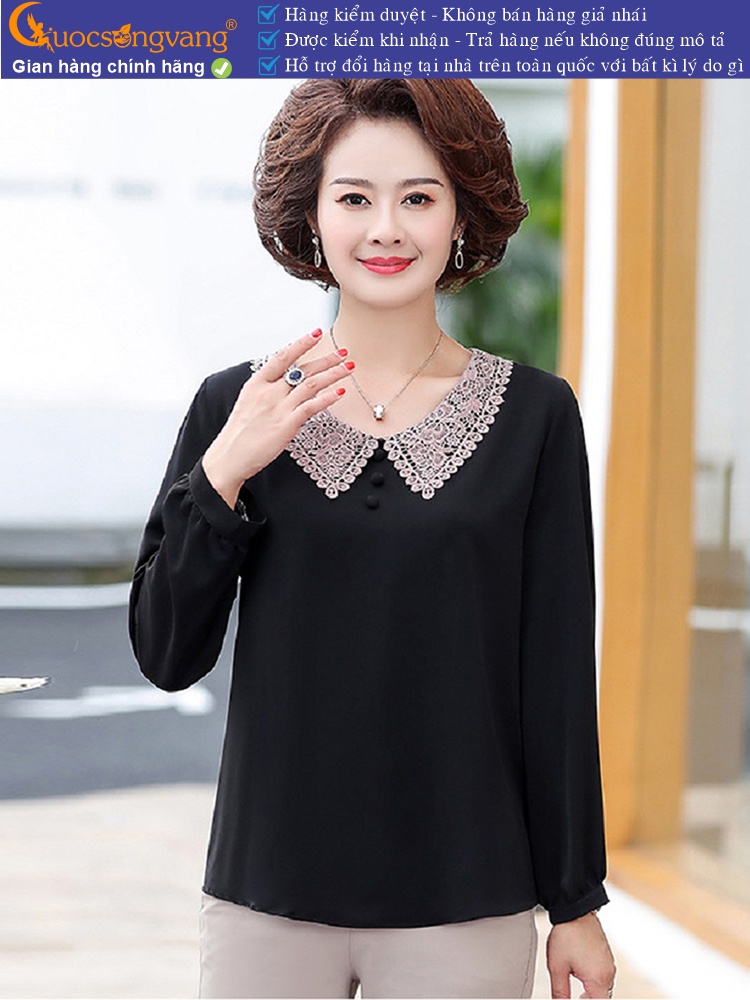 Áo trung niên nữ big size dáng suông cổ phối ren GLA318