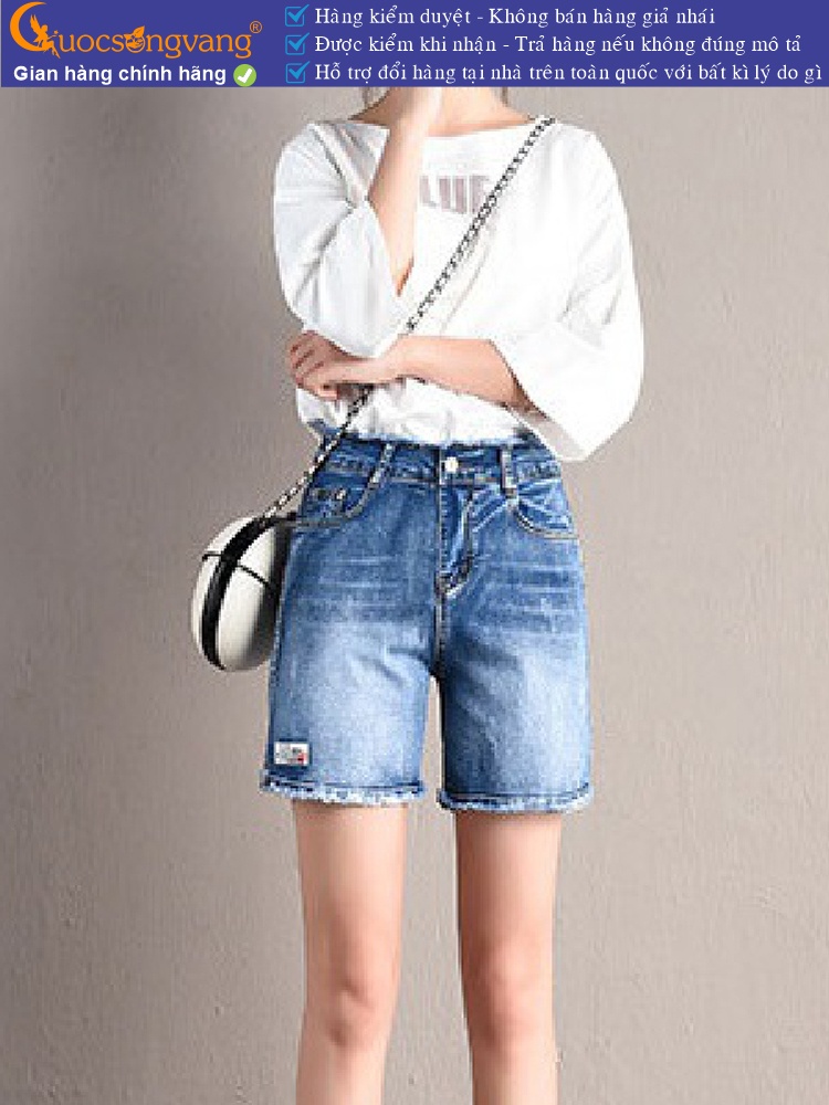 Quần short jean nữ lưng thun lưng cao GLQ130