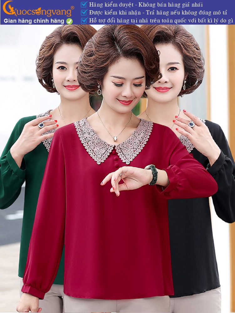 Áo trung niên nữ big size dáng suông cổ phối ren GLA318