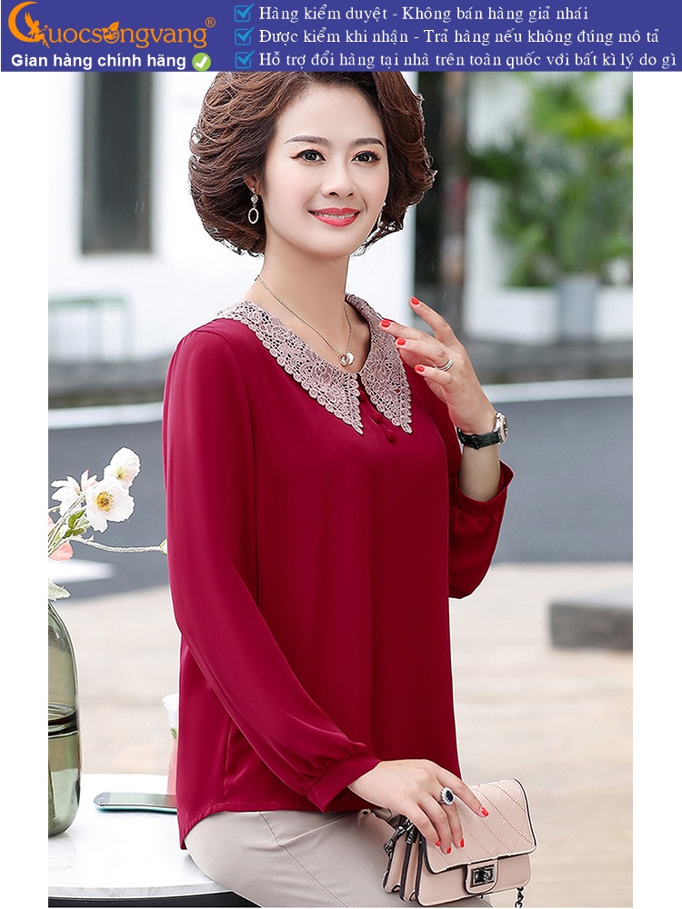 Áo trung niên nữ big size dáng suông cổ phối ren GLA318