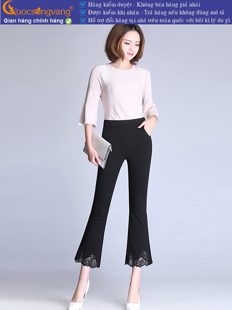 Quần nữ công sở ống lỡ loe phối ren GLQ142