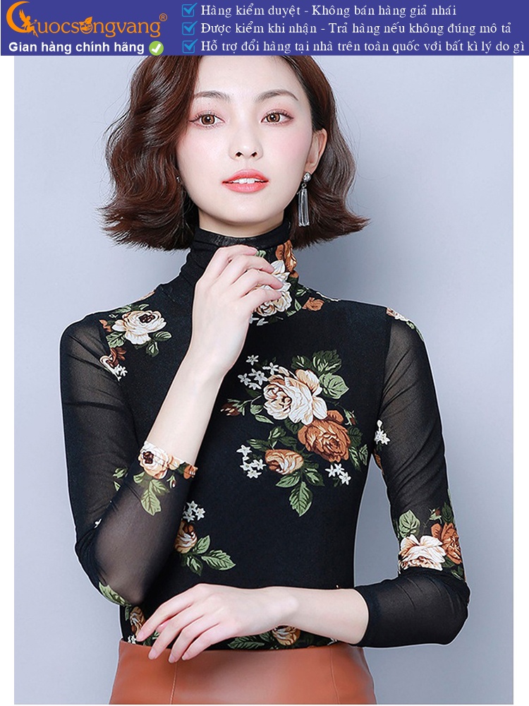 Áo thun hoa cổ lọ dài tay GLA310