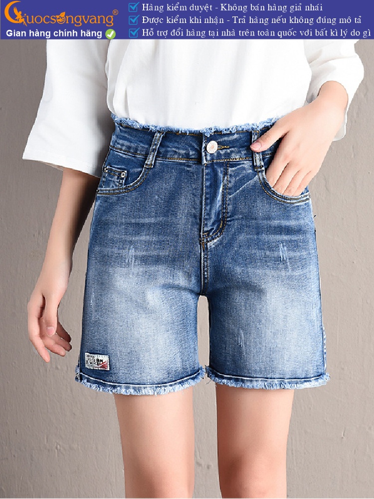 Quần short jean nữ lưng thun lưng cao GLQ130