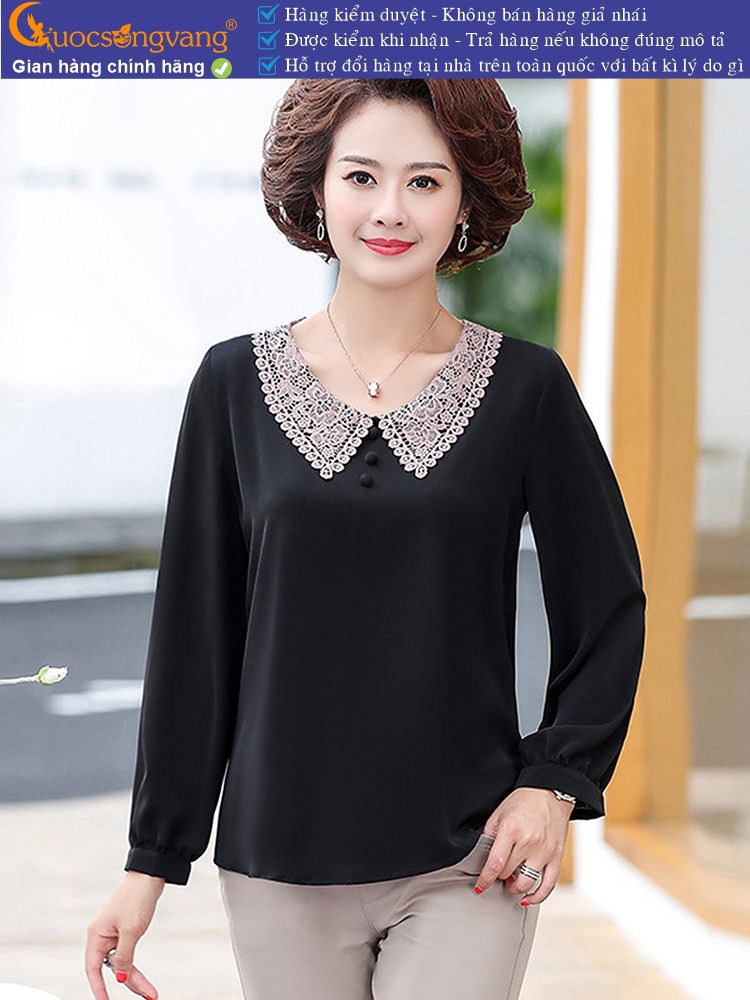 Áo trung niên nữ big size dáng suông cổ phối ren GLA318