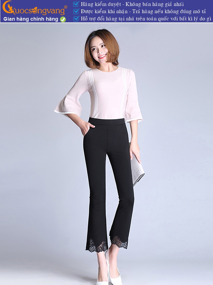 Quần nữ công sở ống lỡ loe phối ren GLQ142