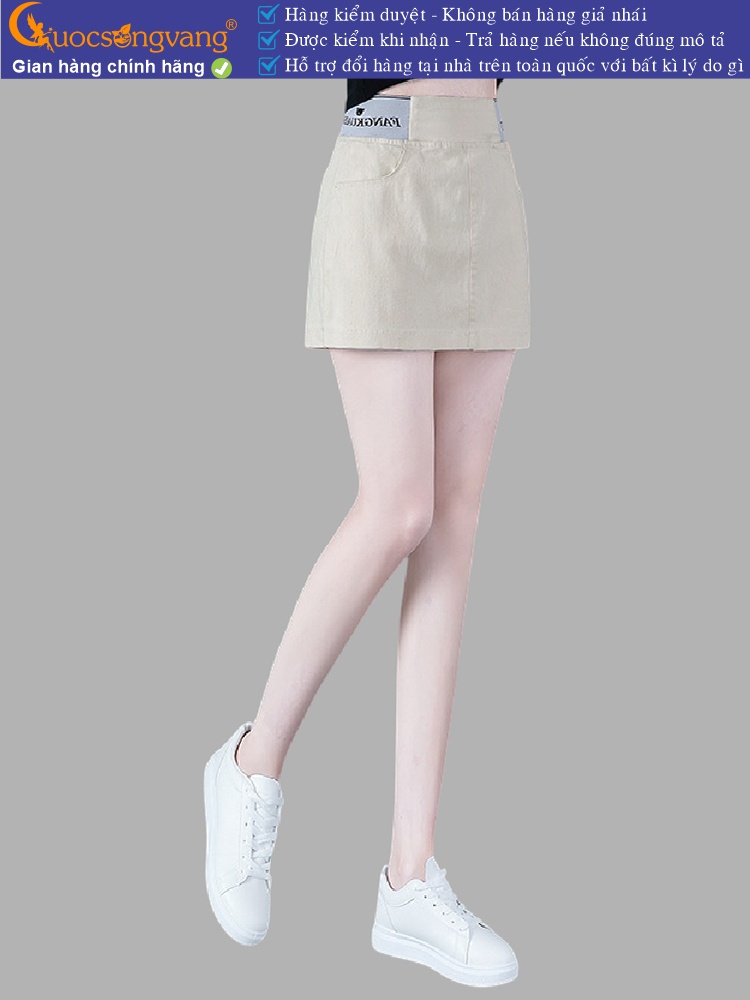Quần short jean nữ lưng cao lưng thun dáng váy thể thao GLQ150