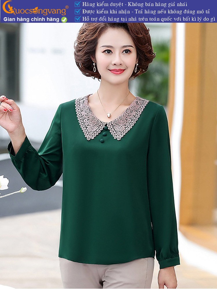 Áo trung niên nữ big size dáng suông cổ phối ren GLA318