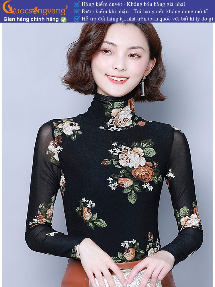 Áo thun hoa cổ lọ dài tay GLA310