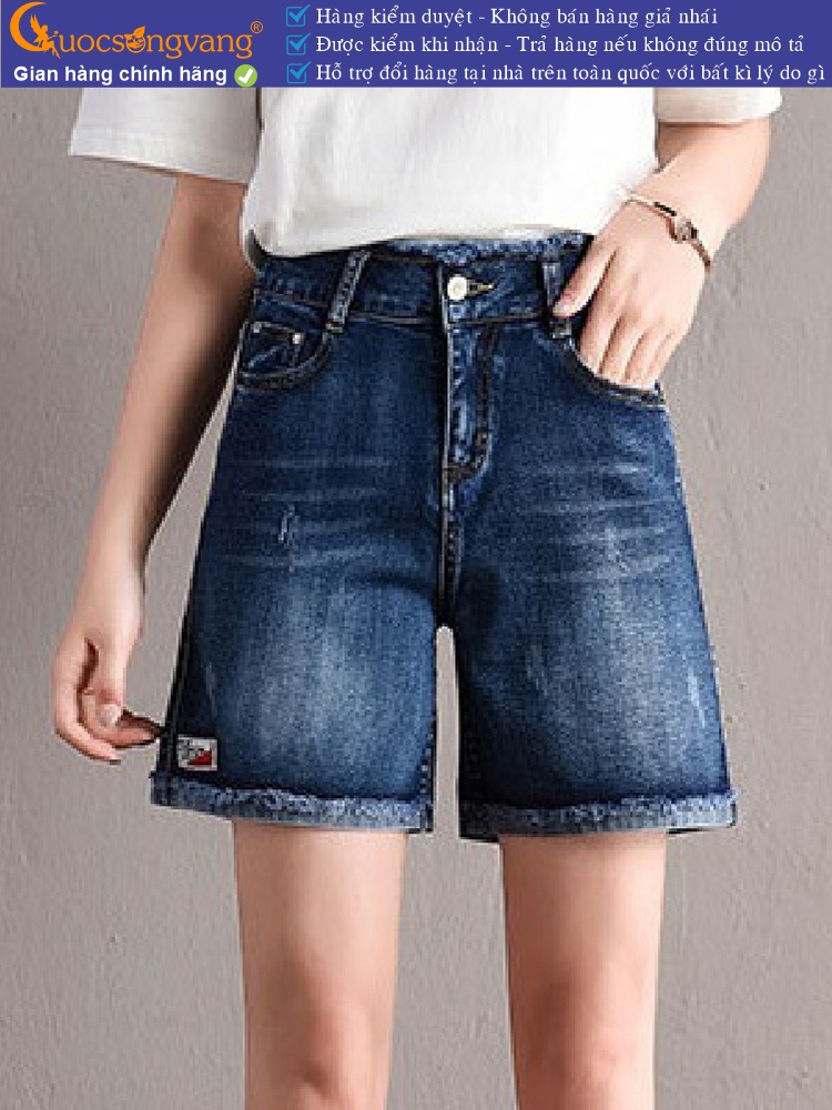 Quần short jean nữ lưng thun lưng cao GLQ130