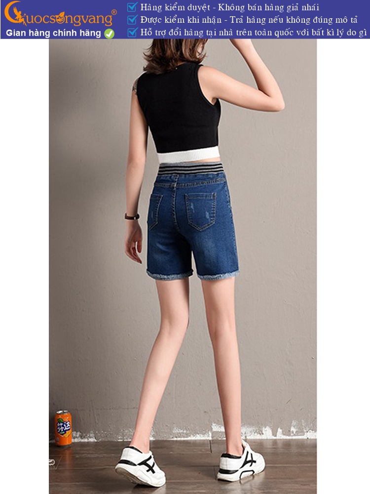 Quần short jean nữ lưng thun lưng cao GLQ123