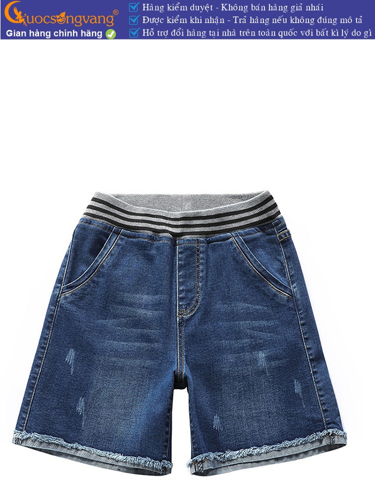 Quần short jean nữ lưng thun lưng cao GLQ123