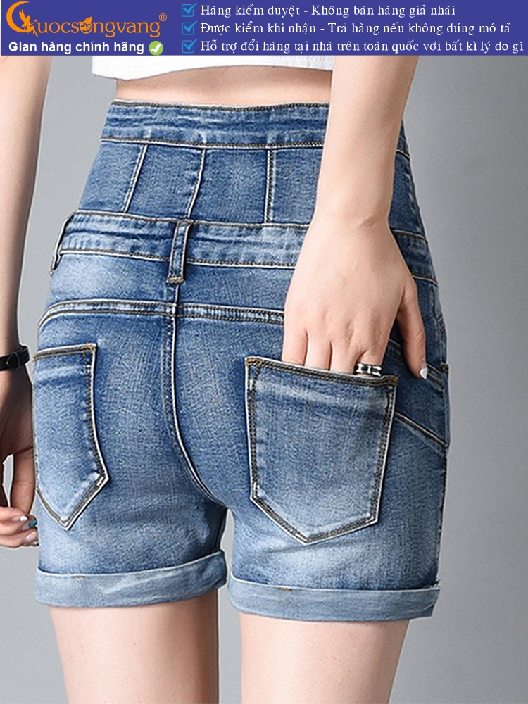 Quần short nữ jean lưng cao dáng ôm GLQ064