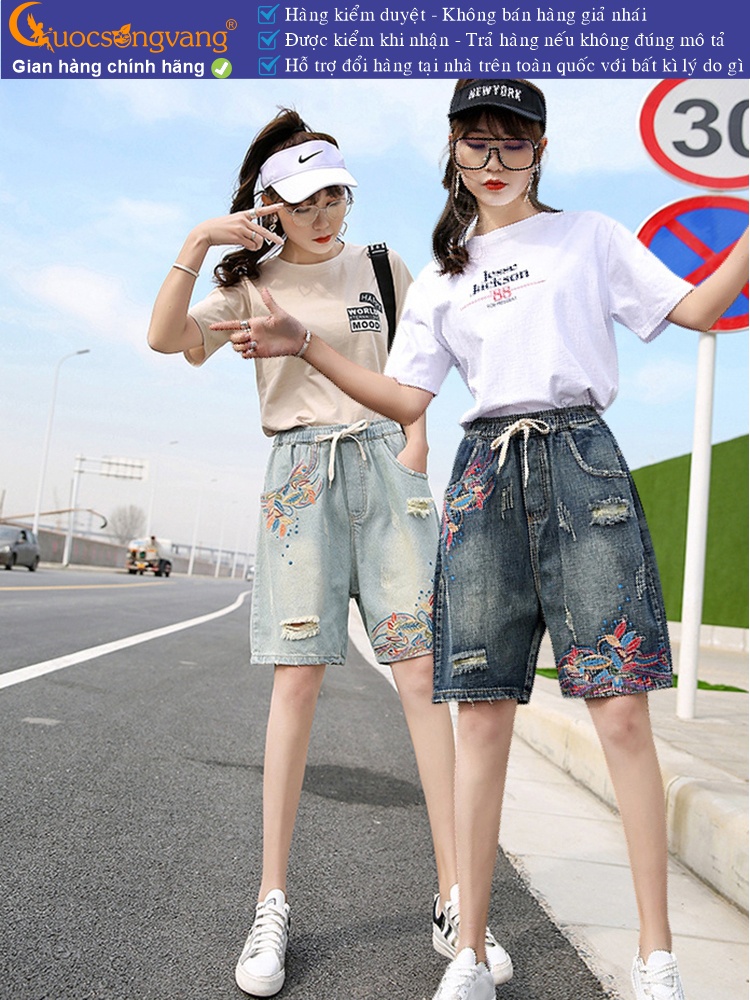 Quần short jean nữ rách phong cách tự do GLQ119