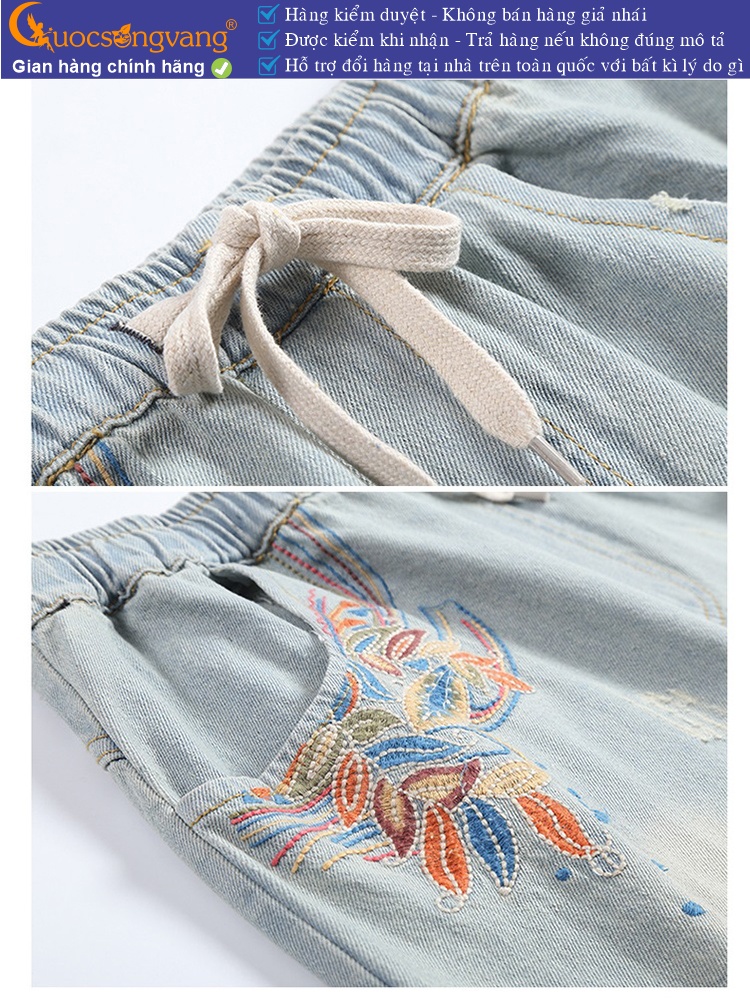 Quần short jean nữ rách phong cách tự do GLQ119