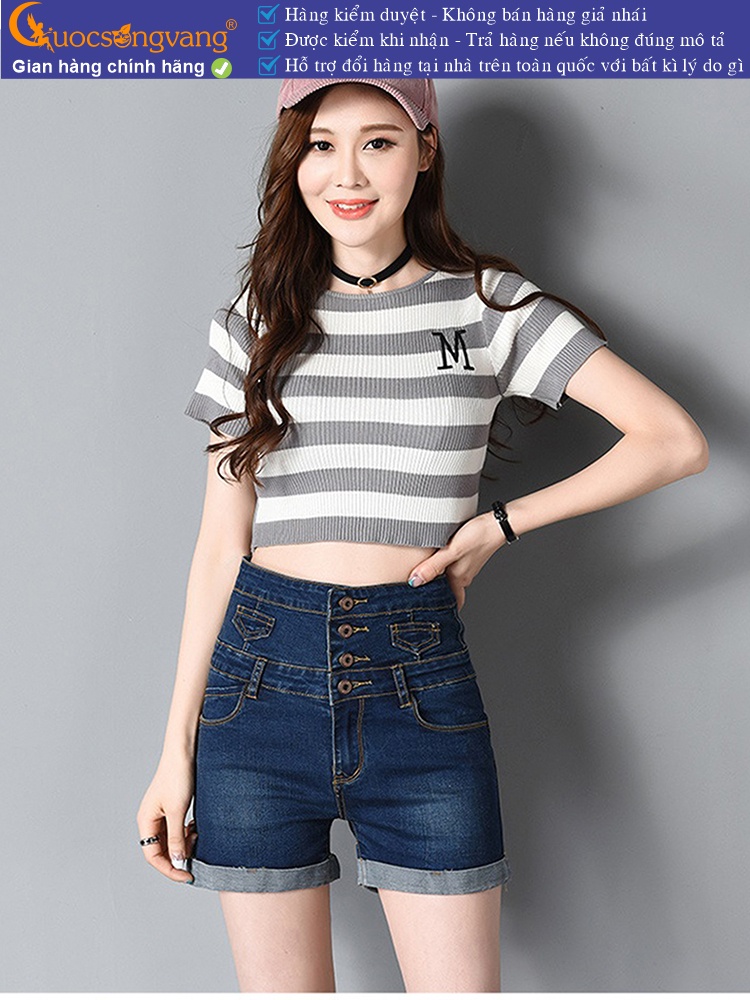 Quần short nữ jean lưng cao dáng ôm GLQ064