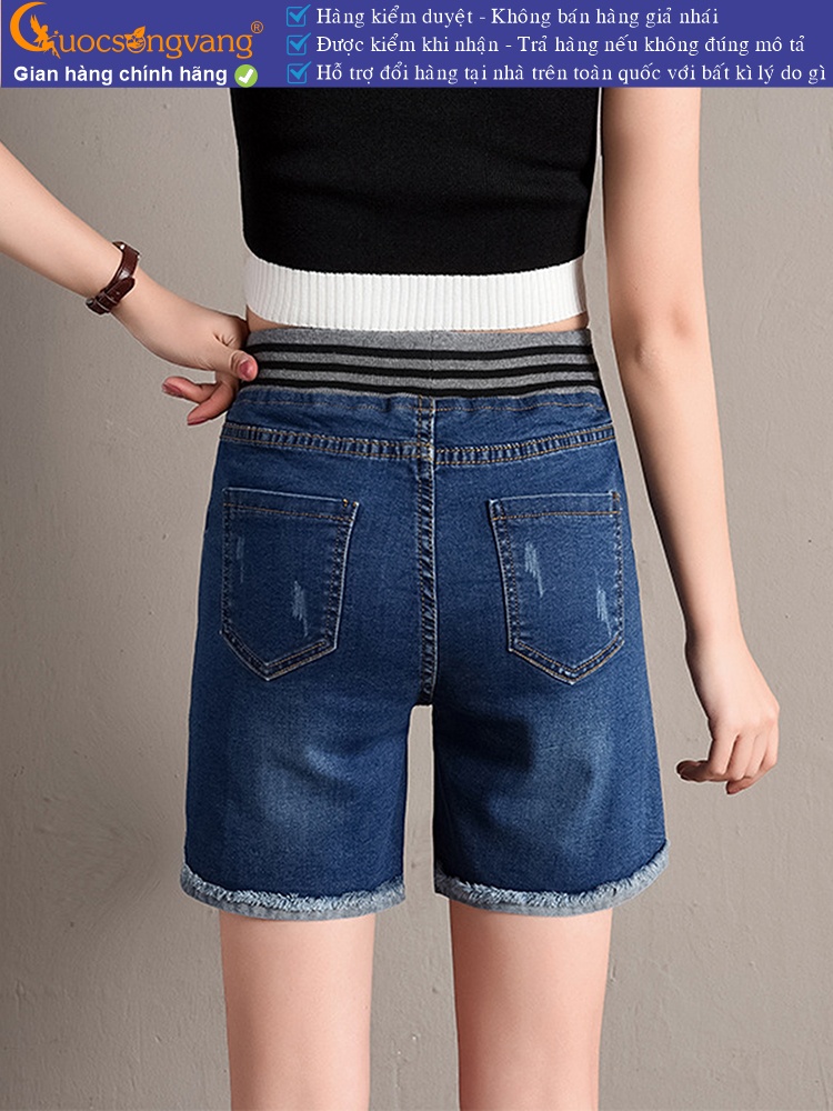 Quần short jean nữ lưng thun lưng cao GLQ123