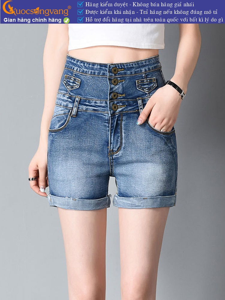 Quần short nữ jean lưng cao dáng ôm GLQ064