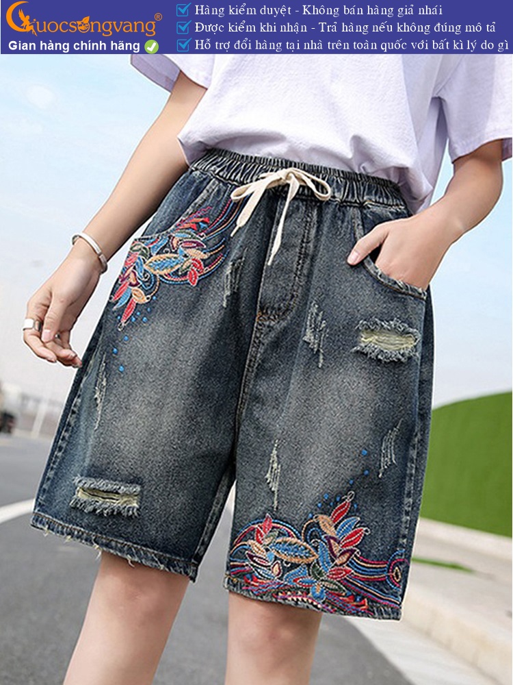 Quần short jean nữ rách phong cách tự do GLQ119