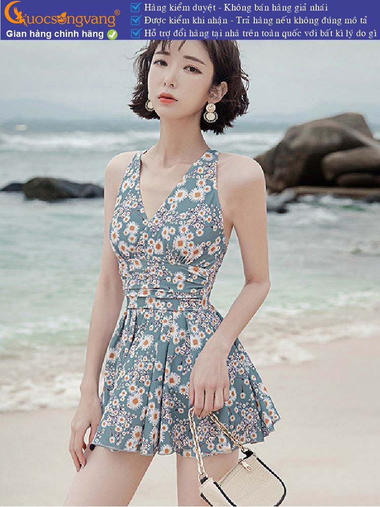 Bộ đồ bơi nữ có quần đùi liền bộ đồ đi biển có mút ngực GLSWIM097