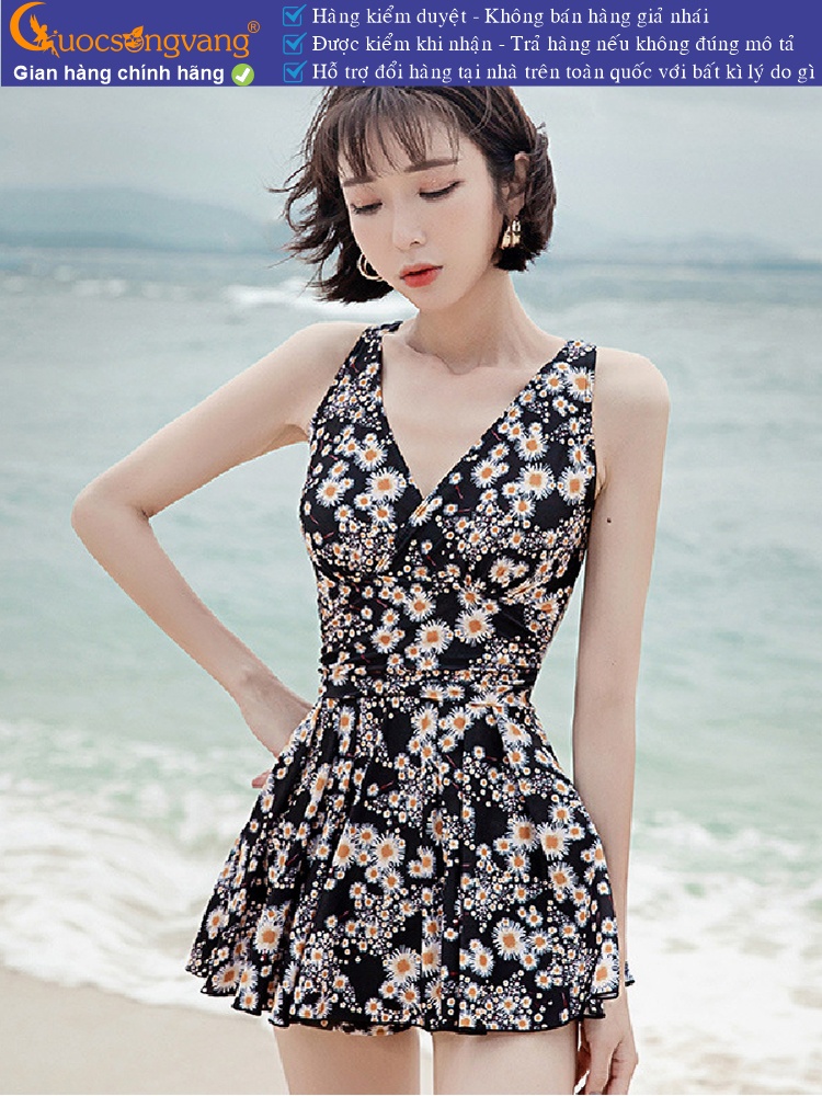 Bộ đồ bơi nữ có quần đùi liền bộ đồ đi biển có mút ngực GLSWIM097